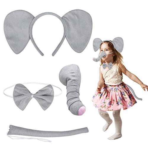 Fennoral 4tlg Elefanten Kostüm Kinder Tierkostüm Elefantenrüssel Schwanz Fliege Elefantenohren Stirnband für Kindergeburtstag Karneval Halloween Fasching Party Fennoral 4tlg Elefanten Kostüm Kinder Tierkostüm Elefantenrüssel Schwanz Fliege Elefantenohren Stirnband für Kindergeburtstag Karneval Halloween Fasching Party von Fennoral