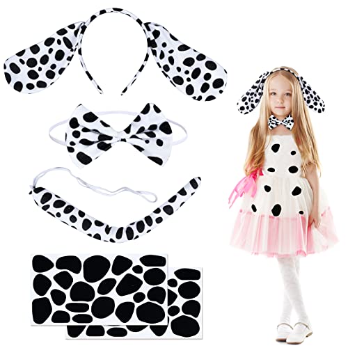 Fennoral 5tlg Kinder Hund Ohren Stirnband Gefleckte Hundeohren Haarband Schwanz Fliege mit Aufkleber Dalmatiner Spotty Tierkostüm für Kindergeburtstag Karneval Fasching Cosplay Party Zubehör Fennoral 5tlg Kinder Hund Ohren Stirnband Gefleckte Hundeohren Haarband Schwanz Fliege mit Aufkleber Dalmatiner Spotty Tierkostüm für Kindergeburtstag Karneval Fasching Cosplay Party Zubehör von Fennoral