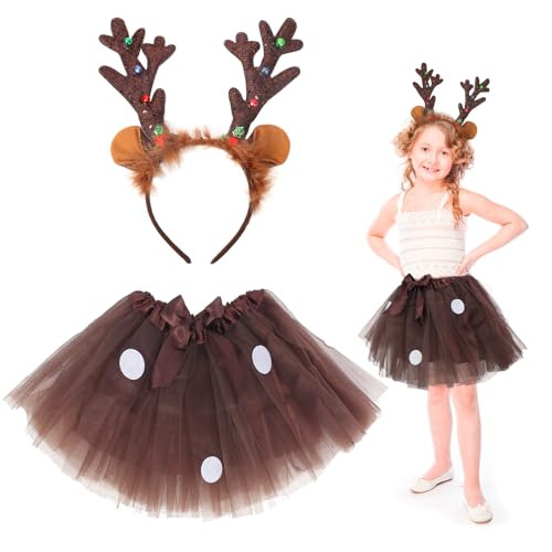 Fennoral Rentier Kostüm Mädchen Weihnachtskostüm Kinder Reh Weihnachten Kinderkostüm mit Braun Tutu Rock und reindeer Haarreif Elch Cosplay Tierkostüm für Kinder Weihnachten Karneval Fennoral Rentier Kostüm Mädchen Weihnachtskostüm Kinder Reh Weihnachten Kinderkostüm mit Braun Tutu Rock und reindeer Haarreif Elch Cosplay Tierkostüm für Kinder Weihnachten Karneval von Fennoral