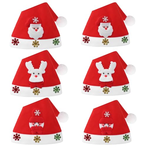 Weihnachtsmützen Erwachsene Kinder & Baby, 3Stk Groß & 3Stk Klein Vlies Weihnachtsmann Mütze, Niedlicher Cartoon Nikolausmütze Kinder Baby & Erwachsene, Klassiker Christmas Hat Weihnachts Accessoires Weihnachtsmützen Erwachsene Kinder & Baby, 3Stk Groß & 3Stk Klein Vlies Weihnachtsmann Mütze, Niedlicher Cartoon Nikolausmütze Kinder Baby & Erwachsene, Klassiker Christmas Hat Weihnachts Accessoires von Fentar