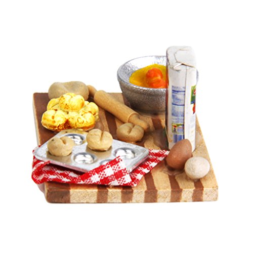 1:12 Puppenhaus Küchenzubehör - Miniatur Essen Eier Milchbrot Lebensmittel Modell von Fenteer