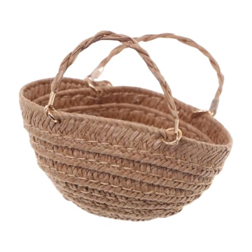 Fenteer 1/12 Puppenhaus Handgewebte Tasche, Minitasche, handgefertigtes Foto-Requisiten-Zubehör, Miniatur-Gewebter Korb, Puppenhausmöbel, Khaki Fenteer 1/12 Puppenhaus Handgewebte Tasche, Minitasche, handgefertigtes Foto-Requisiten-Zubehör, Miniatur-Gewebter Korb, Puppenhausmöbel, Khaki von Fenteer