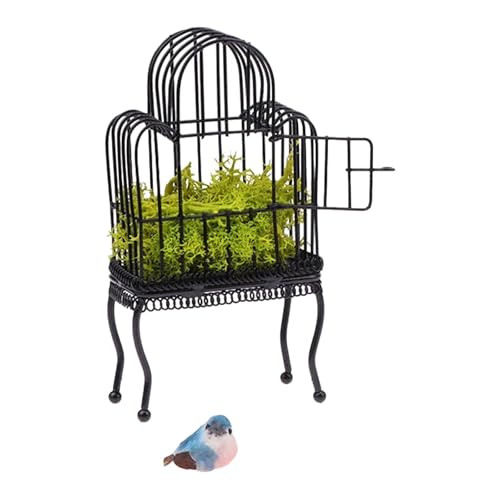 Fenteer 1/12 Puppenhaus Modell Puppenhaus Dekoration Requisiten DIY Modell Fee Garten Miniatur Landschaft Mini Vögel Haus, Schwarz von Fenteer