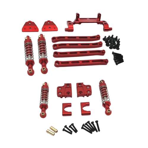 Fenteer 1/12 RC-Auto-Ersatzteilsatz, Stoßdämpfer vorne und hinten, Upgrade-Teileersatz, Metall-Stoßdämpferhalterung für MN82S, DIY-Modifiziert, Rot von Fenteer