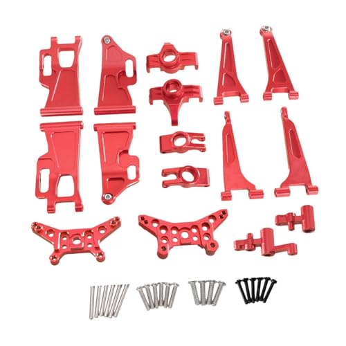 Fenteer 1/14 RC-Autos, Metall-Ersatzteile, Lenkbecher vorne und hinten, 8-teilig, kompakt, verbesserte Metallteile für Automodell für 14209 14210, Rot von Fenteer