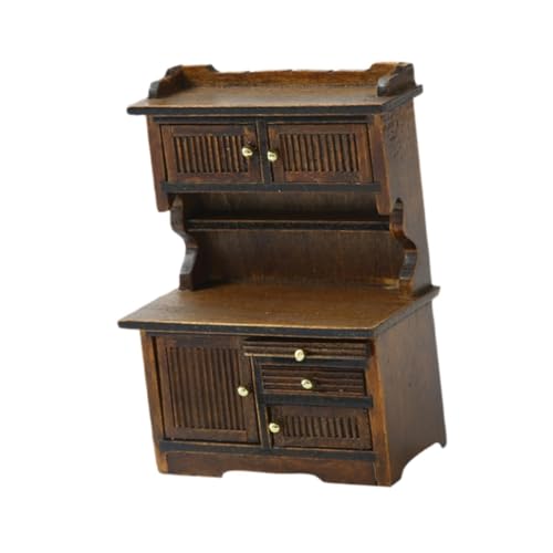 Fenteer 1/16 Dollhouse Bücherregal Miniatur Display Rack Sturdy Study Decor Holz Glatte Oberfläche und polierter Puppenhaus -Aufbewahrungsschrank, Kaffee von Fenteer
