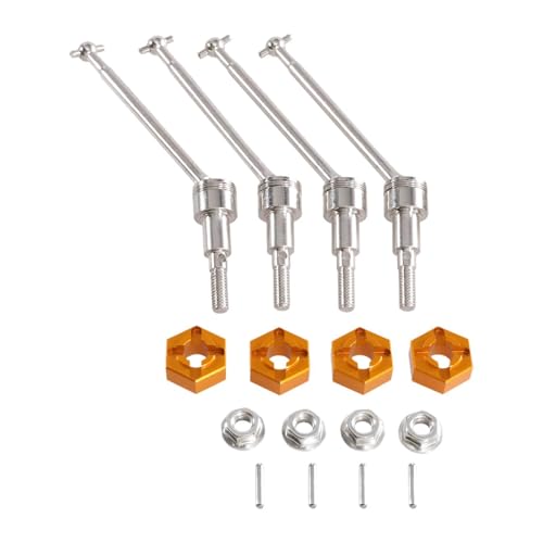 Fenteer 1/16 RC Skala, Ersatzteile für Die Vordere Und Hintere CVD Antriebswelle, Leichtes Auto Upgrade Teil, Satz mit Vorderen Und Hinteren CVD Achsen, Gold Fenteer 1/16 RC Skala, Ersatzteile für Die Vordere Und Hintere CVD Antriebswelle, Leichtes Auto Upgrade Teil, Satz mit Vorderen Und Hinteren CVD Achsen, Gold von Fenteer