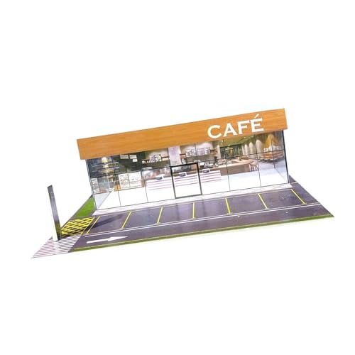 Fenteer 1/64 Modellauto-Vitrine, Aufbewahrungsbox für Spielzeugautos, Foto-Requisite, staubdichte Dekoration mit Licht, Ornament, Diorama, Miniaturszene, Cafe Fenteer 1/64 Modellauto-Vitrine, Aufbewahrungsbox für Spielzeugautos, Foto-Requisite, staubdichte Dekoration mit Licht, Ornament, Diorama, Miniaturszene, Cafe von Fenteer