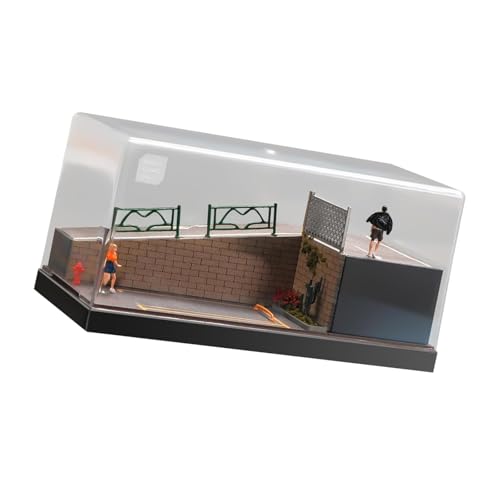 Fenteer 1/64 Modellauto-Vitrine, Szenen, Parkplatz, Foto-Requisite, Miniatur-Landschaft, Ornament, Dekoration, Organizer, Spielzeugauto-Aufbewahrungsbox, mit Figur von Fenteer