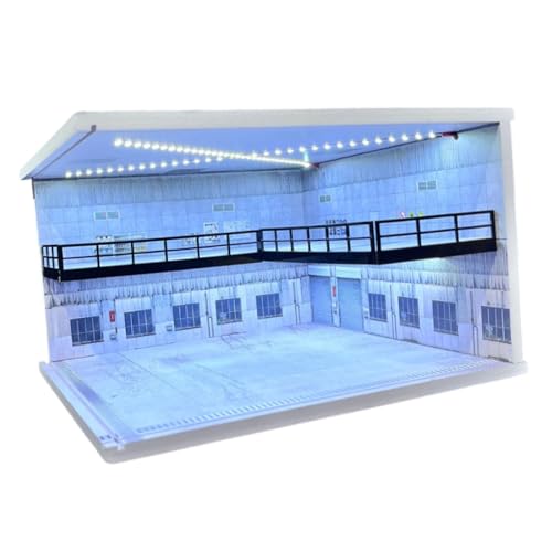 Fenteer 1/64 Parkplatz-Szenen-Ausstellungsstand mit Licht, doppellagige Aufbewahrungsbox, Geschenkdekor, LED-Vitrine, Druckguss-Autogarage, Style C von Fenteer