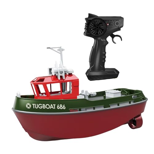 Fenteer 1/72 RC Tugboat und Fernbedienung mit 15 Minuten Laufzeit Spielzeugmodell Spielzeug Fernbedienungs -Kontrollboot RC -Boot für Seen Kids River, GrÜn von Fenteer