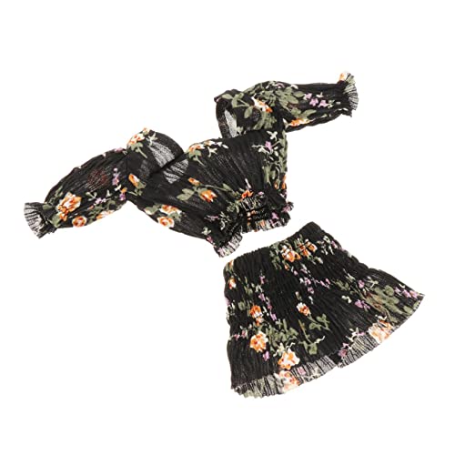 Fenteer 1: 6 Skala Frauen Kurzarm Tops weibliche Puppe Sommer Minirirt Mini Puppenblätterhülse Elastizitätsspitzen für 12 '' Actionfigur Körper, Schwarz von Fenteer