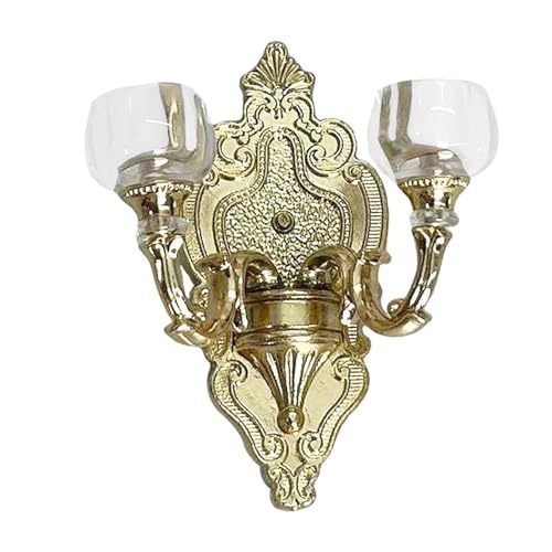 Fenteer 1:12 Puppenhaus-Wandlampe, Mini-Wandlampe, Geburtstagsgeschenk, Feengarten-Ornamente, Puppenhaus-Möbel, Rollenspiel für Puppenhaus, Goldene Doppellampe Fenteer 1:12 Puppenhaus-Wandlampe, Mini-Wandlampe, Geburtstagsgeschenk, Feengarten-Ornamente, Puppenhaus-Möbel, Rollenspiel für Puppenhaus, Goldene Doppellampe von Fenteer