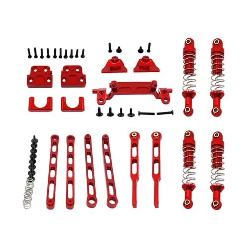 Fenteer 1:12 RC Auto-Ersatzteilsatz, Stoßdämpfer vorne und hinten, Upgrade-Teil, Vorder- und Hinterachse, Feste Zugstangen für MN82Pro MN82T LC79 DIY, Rot von Fenteer