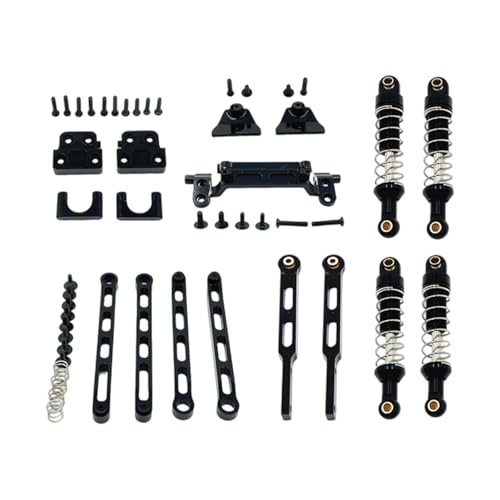 Fenteer 1:12 RC Auto-Ersatzteilsatz, Stoßdämpfer vorne und hinten, Upgrade-Teil, Vorder- und Hinterachse, Feste Zugstangen für MN82Pro MN82T LC79 DIY, Schwarz von Fenteer