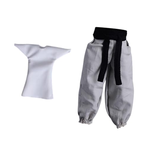 Fenteer 1:12 Skala Men Lounge Hosen Hosen Cosplay Casual Dress up Miniaturpuppenkostüm mit Gürtel für 6 '' Man Figures Accessoires, Graue Hosen Und Hemd von Fenteer