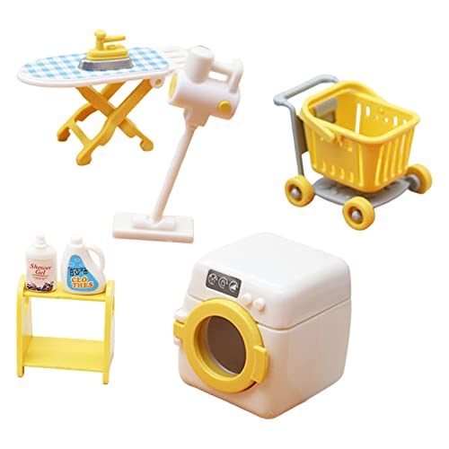 Fenteer 1:18 Puppenhaus Waschküchen Dekoration Zubehör - MINIATURSPIELZEUG-INTERIEUR - Gelb - Kunststoff - Realistisch von Fenteer