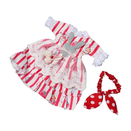 Fenteer 1:6 Kleiderset zum Selbermachen von Puppen, Foto-Requisiten für kleine Mädchen, DIY-Kleidung, Anzieh-Partykleid für 11,81 Zoll große, Rot von Fenteer