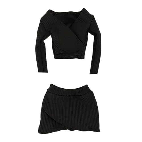 Fenteer 1:6 Maßstab Basic Crop Top Action Figur Kleidung Handgemachte weibliche Figur Kleidung Kurzer Rock zum Anziehen, Schwarz Fenteer 1:6 Maßstab Basic Crop Top Action Figur Kleidung Handgemachte weibliche Figur Kleidung Kurzer Rock zum Anziehen, Schwarz von Fenteer