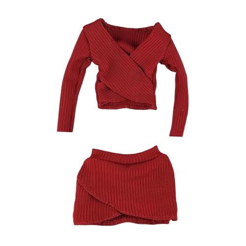 Fenteer 1:6 Maßstab Basic Crop Top Action Figur Kleidung Handgemachte weibliche Figur Kleidung Kurzer Rock zum Anziehen, Tiefrot Fenteer 1:6 Maßstab Basic Crop Top Action Figur Kleidung Handgemachte weibliche Figur Kleidung Kurzer Rock zum Anziehen, Tiefrot von Fenteer
