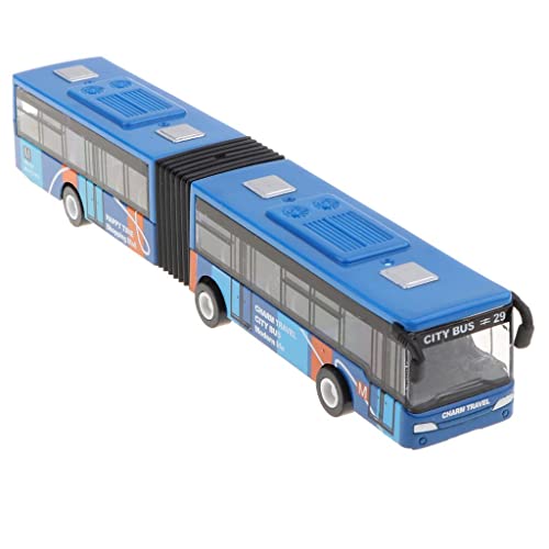 Fenteer 1:64 Legierung Reibungsgetriebenes Gelenkbus Zurückziehen Spielzeugauto Bus Spielzeug, Tolles Geschenk, Blau von Fenteer