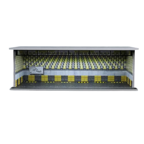 Fenteer 1:64 WAHR -Garage MULDEL mit LED -Parkhaus Diorama in LED -Kulissen Fahrzeugszene Spielzeug Showcase für Modellautos eingebaut, Rennszene von Fenteer