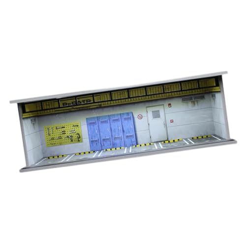 Fenteer 1:64 WAHR -Garage MULDEL mit LED -Parkhaus Diorama in LED -Kulissen Fahrzeugszene Spielzeug Showcase für Modellautos eingebaut, Wartungsraum von Fenteer