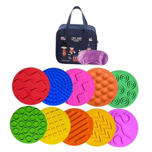 Fenteer 10 Stück -Sensormatten, sensorische Pads, sensorisches Spielzeug, strukturiert, für Jungen und Mädchen, sensorische Kreise, sensorische, England-Tasche von Fenteer