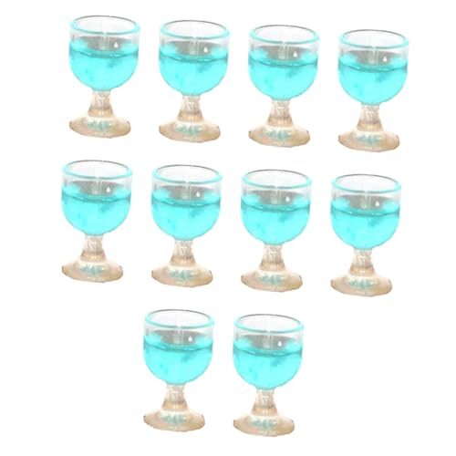 Fenteer 10 Stücke 1:12 Miniatur Weinglas Puppenhaus Trinkwasser Tassen Modell Mini Bier Tassen Küche Miniaturen Zubehör Dekor, Hellblau von Fenteer