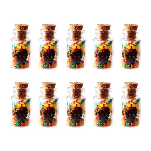 Fenteer 10 x 1:12 Puppenhaus-Miniatur-Glasgefäße mit aufklappbarem Deckel für Süßigkeiten, Modell, Küchenzubehör, Puppenhaus-DIY-Ornamente, Regenbogen von Fenteer