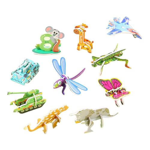 Fenteer 10x thematische 3D-Puzzles, Feinmotorik-Erkennungsspielzeug, Kreativität, Fantasie, für Vorschule, Kindergarten, Geburtstagsgeschenk, Mischen von Fenteer