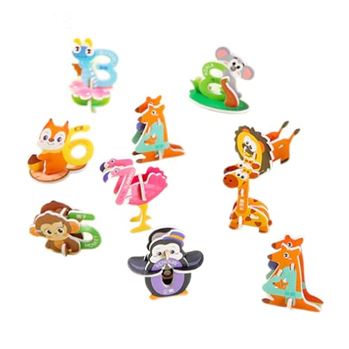 Fenteer 10x thematische 3D-Puzzles, Feinmotorik-Erkennungsspielzeug, Kreativität, Fantasie, für Vorschule, Kindergarten, Geburtstagsgeschenk, Nummer von Fenteer