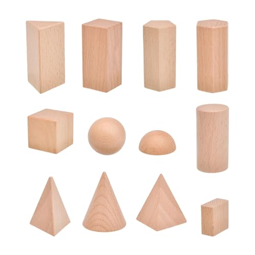 Fenteer 12 x 3D-Formen, geometrische Körper, pädagogisches Grundschul- und Heimschulmaterial, Blöcke, geometrisches Blockset für Jungen und Mädchen von Fenteer