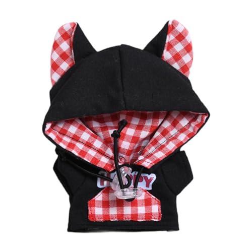 Fenteer 15 cm Plüschpuppenkleidung Cartoon-Puppe Kapuzenpullover Kostüme Stilvolles bequemes Anziehen, Puppenkleidung für Kinder, Schwarz Fenteer 15 cm Plüschpuppenkleidung Cartoon-Puppe Kapuzenpullover Kostüme Stilvolles bequemes Anziehen, Puppenkleidung für Kinder, Schwarz von Fenteer