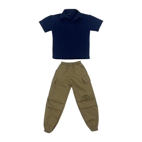 Fenteer 2 Stück Kurzarm-T-Shirt und Hose im Maßstab 1:6, Miniaturkleidung für 12-Zoll-Figurenzubehör, Marine Fenteer 2 Stück Kurzarm-T-Shirt und Hose im Maßstab 1:6, Miniaturkleidung für 12-Zoll-Figurenzubehör, Marine von Fenteer