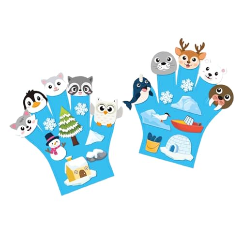 Fenteer 2 Stücke Filz Story Fingerpuppen Frühes Lernen Machen Storytime DIY Storytelling Hand Puppet für häusliche Geschichtenerzählen Partys, Arktisches Thema von Fenteer