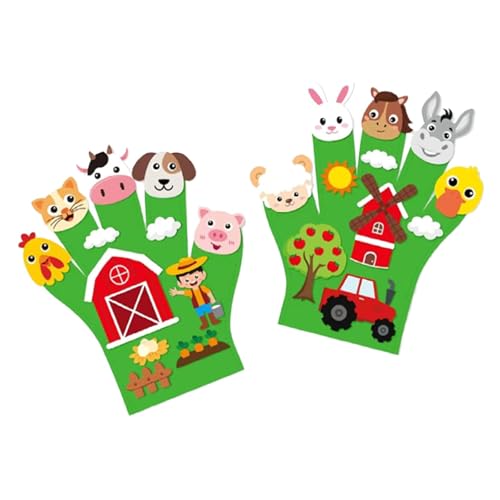 Fenteer 2 Stücke Filz Story Fingerpuppen Frühes Lernen Machen Storytime DIY Storytelling Hand Puppet für häusliche Geschichtenerzählen Partys, Farmthema von Fenteer