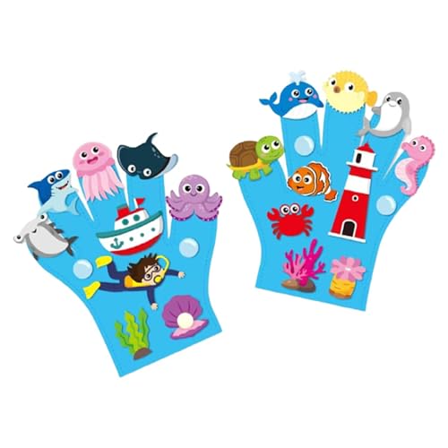 Fenteer 2 Stücke Filz Story Fingerpuppen Frühes Lernen Machen Storytime DIY Storytelling Hand Puppet für häusliche Geschichtenerzählen Partys, Ozeanthema von Fenteer