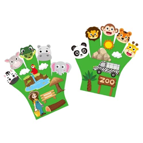Fenteer 2 Stücke Filz Story Fingerpuppen Frühes Lernen Machen Storytime DIY Storytelling Hand Puppet für häusliche Geschichtenerzählen Partys, Zoo -Thema von Fenteer