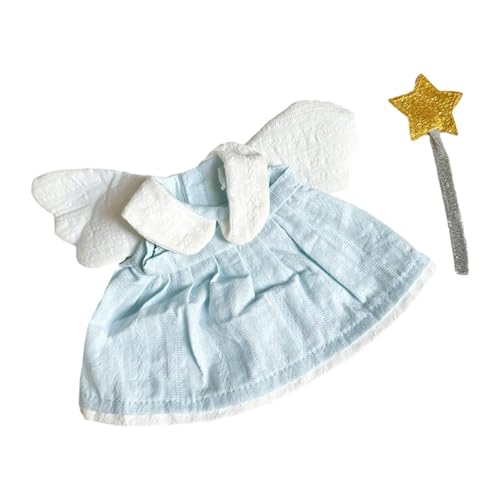 Fenteer 20 cm Plüschpuppenkleid, Puppenkleidung, Weich für Kleine Mädchen, Geschenk, DIY Zubehör, Anhänger, Puppe, Mode, Anziehpuppe, Engelskleid, Blau von Fenteer