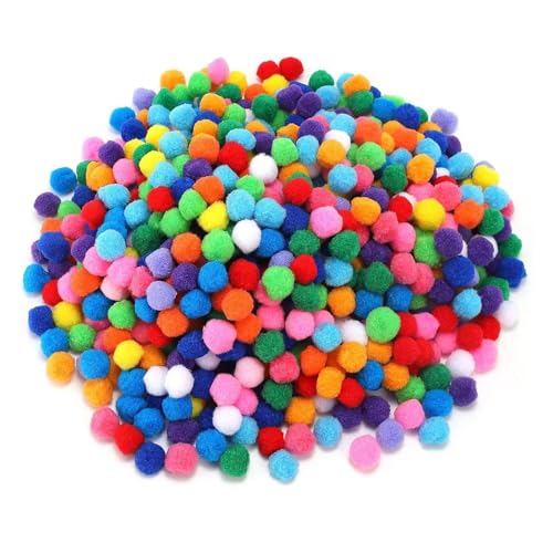 Fenteer 200 Stück Pompons, Pom-Pom-Bälle, flauschig, für Kunst und Handwerk, Bastelmaterial für Weihnachtsdekoration, Party, Schulaktivitäten, Dunkle Farbe 2cm von Fenteer