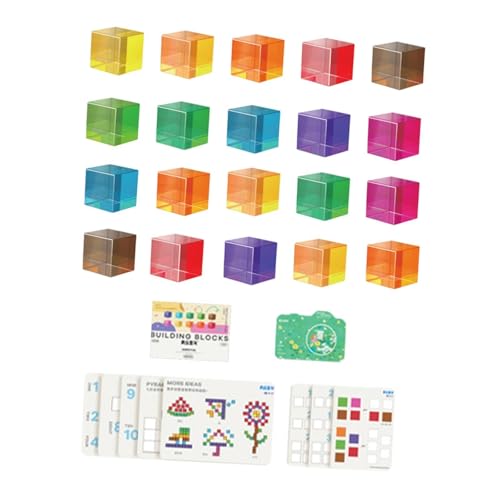 Fenteer 20x Regenbogen Acrylblöcke Stapelwürfel Farberkennung Stapelblöcke von Fenteer