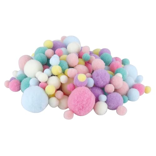 Fenteer 240 x Pompons, flauschig, Mehrfarbig, Bastelmaterial zum Selbermachen, Kunsthandwerk für Feiertagspartys, Weihnachtsdekoration, Heimdekorationen, Style C von Fenteer
