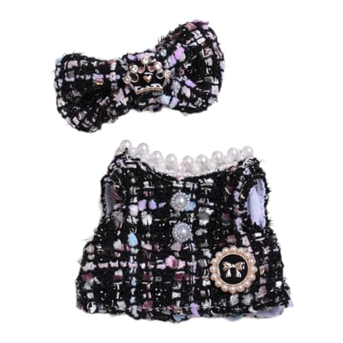 Fenteer 2X Modepuppenkleid und Schleifenhaarnadel, Miniatur-Kleidungszubehör-Outfits für 15–17 cm große Puppen, Kindergeschenke, Schwarz von Fenteer