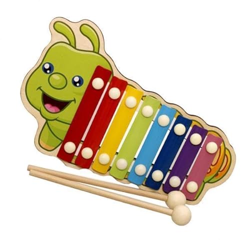 Fenteer 2xWooden Toy Animal Octave 8 Tones Knock Xylophone Piano Ball Hammering Caterpillar, Raupe, 4 Stück von Fenteer