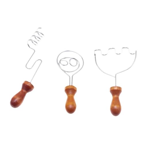 Fenteer 3 Stück Dollhouse Back Wischen Mischwerkzeuge Miniatur Whisk 1:12 Skala Bildungsset Bread Making Bread Mixer von Fenteer