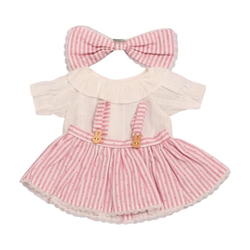 Fenteer 38-cm-Puppen-Streifenkleid-Set mit Schleife, Kostüme, Puppenkleidung, Ihre eigenen Puppen für Rollenspiele, vorgeben, Sammlerstück, Heimdekoration von Fenteer