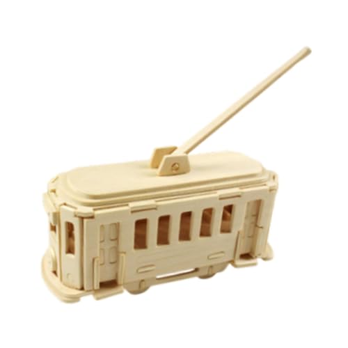 Fenteer 3D -Puzzle -Straßenbahn Holzhandwerk versammelte Schreibtisch Dekoration Kinder Spielzeug für Hobbykinder Kinder Jungen Mädchen Erwachsene von Fenteer