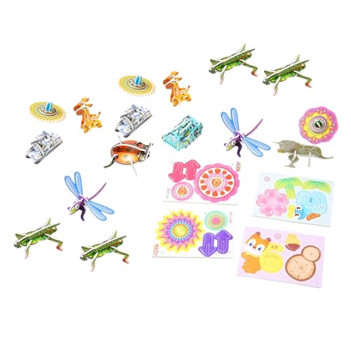 Fenteer 3D-Puzzles, Cartoon-Puzzles, 2er-Pack, frühpädagogisches Montessori-Spielzeug zur Förderung der Feinmotorik für Kinder im Alter von 3, 4 und 5 Jahren, Gemischt von Fenteer