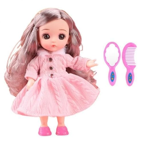 Fenteer 3X 1/12 16CM Ball Jointed BJD Puppe Weibliche Mädchen mit Vollen Satz Outfit E von Fenteer